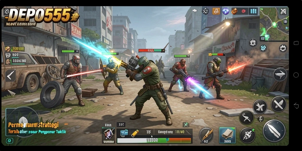 Tangkapan layar DEPO555 yang menunjukkan visual gameplay strategi yang menarik.
