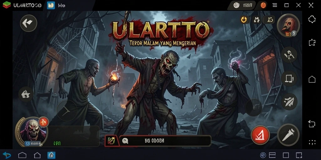 Screenshot gameplay ULARTOTO menunjukkan suasana horor yang mencekam.